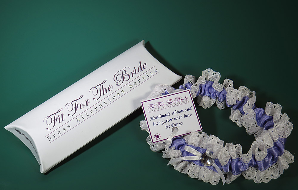 Hand made ribbon and lace garter belt with bow (Fit For The Bride)
